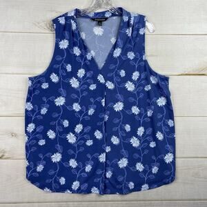 41 Hawthorn Blouse Women’s 2XL Blue Floral Boho Sleeveless Stretch V Neck